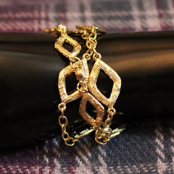 Alfani Gold Tone Diamond Link Rhinestone Bracelet - Picture 2 of 9